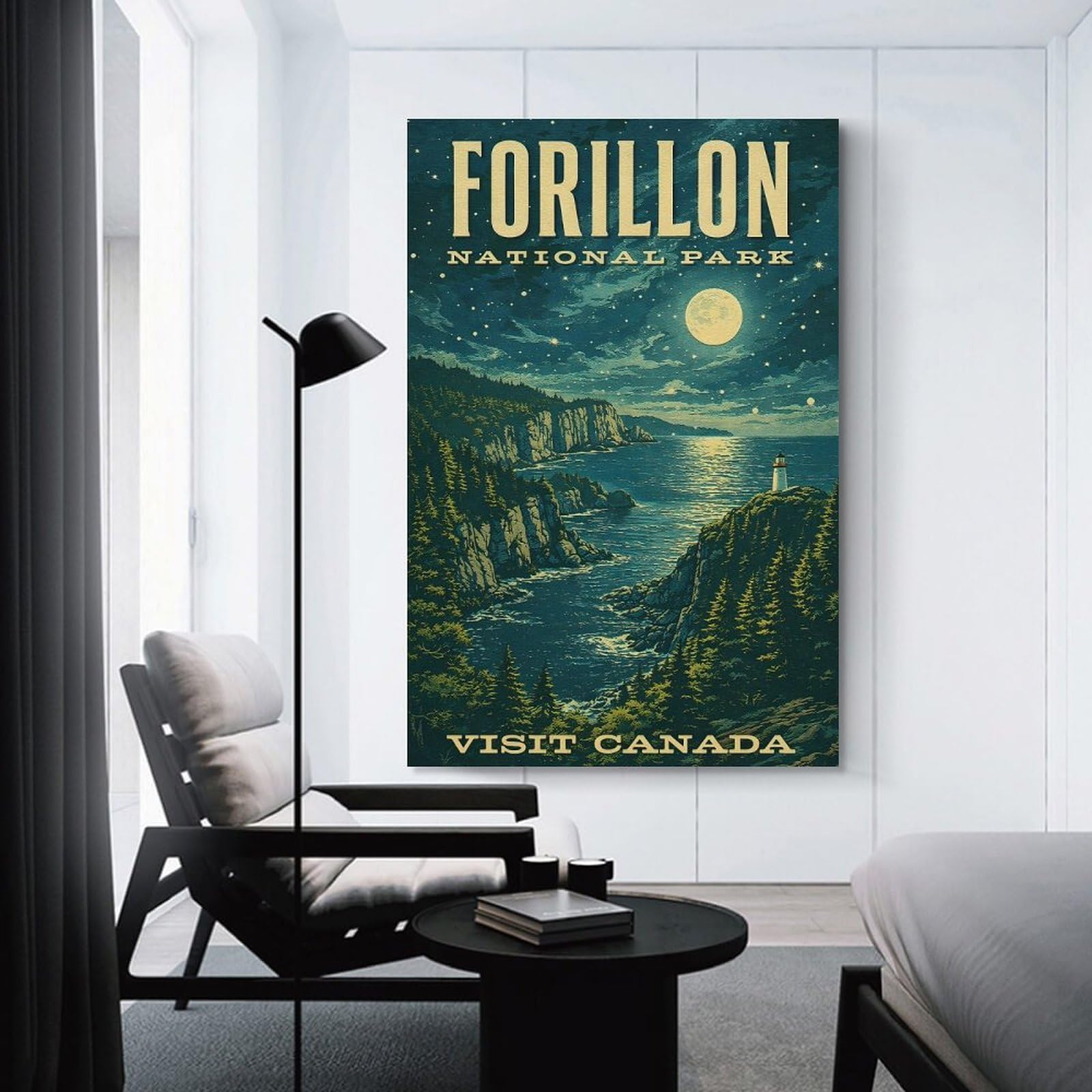 Junmoney Forillon National Park Vintage Room Decor Wall Art, 24x36inch(60x90cm), for Hallway, Lounge Or Guest Room, Gift Idea for Housewarming And Birthdays