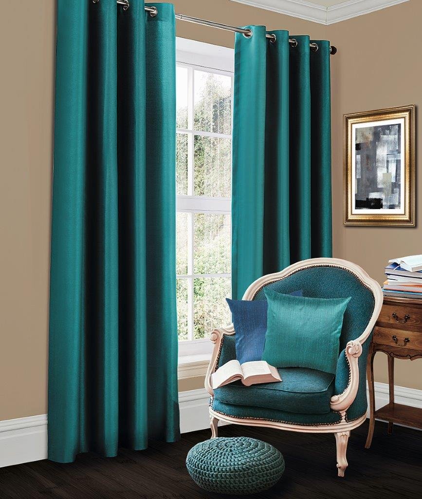 EHD Blackout Thermal Curtains Eyelet Top Ring Top Luxury Blackout Curtain Pairs (Teal, 66" x 72")