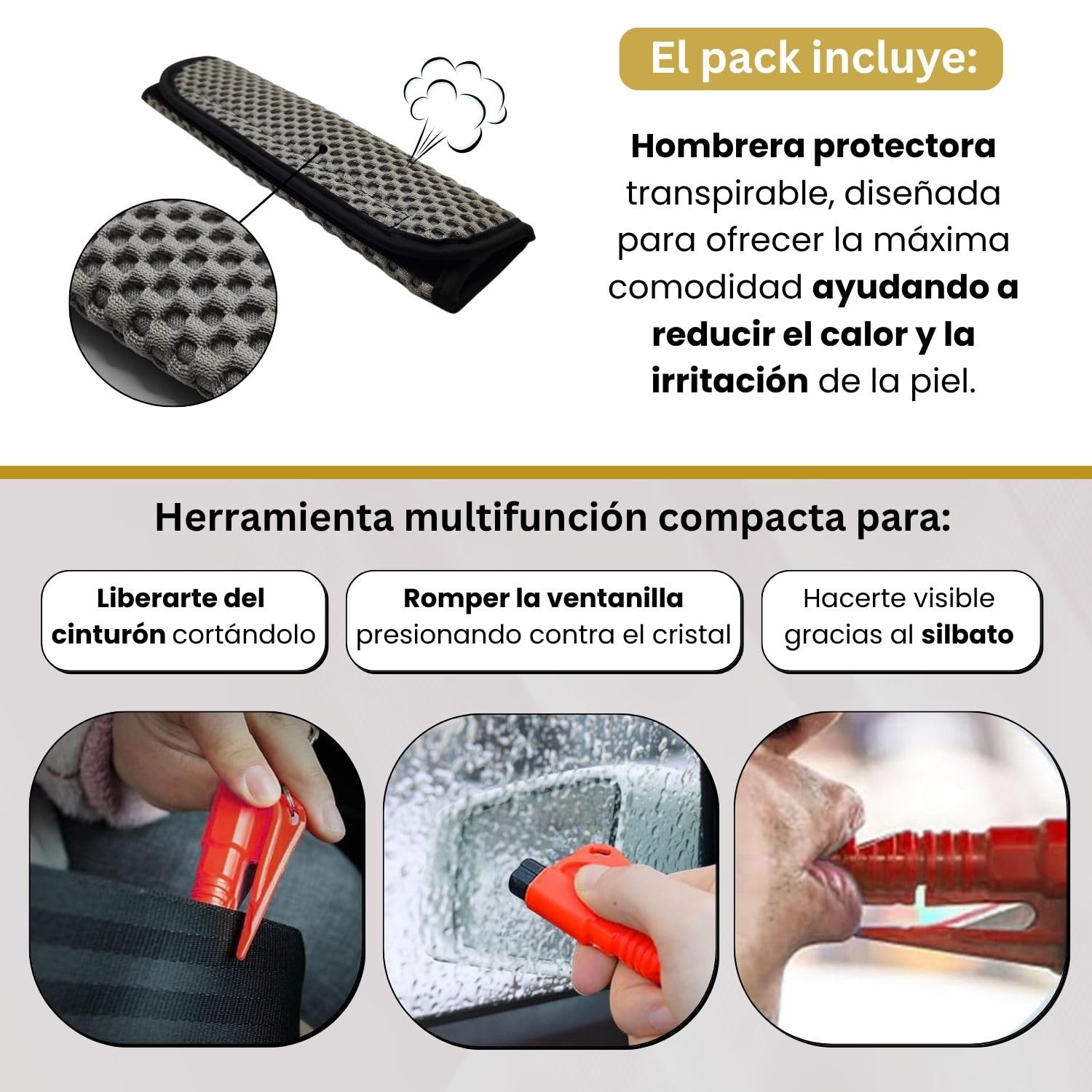 Adaptador de Cinturón Embarazada Coche Homologado | Accesorio Seguro con Hebilla Metálica | Incluye Hombrera Acolchada + Herramienta Multifunción + QR con Guías | Regalo Ideal para Premamás — view 4