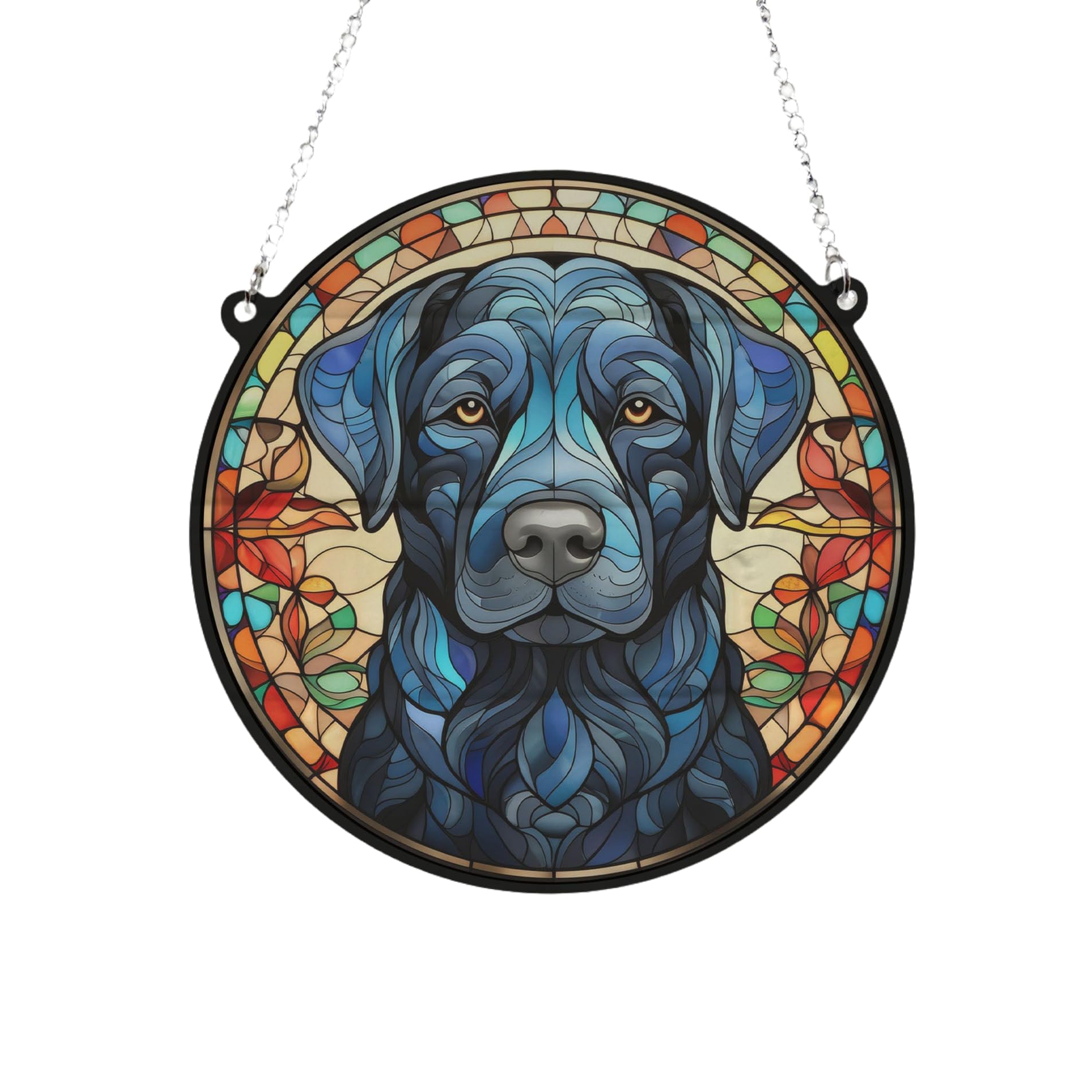 Image Industry Labrador Black Stained Glass Effect Suncatcher - Garden Gift - Dog Gift - Pet Memorial (19cm)