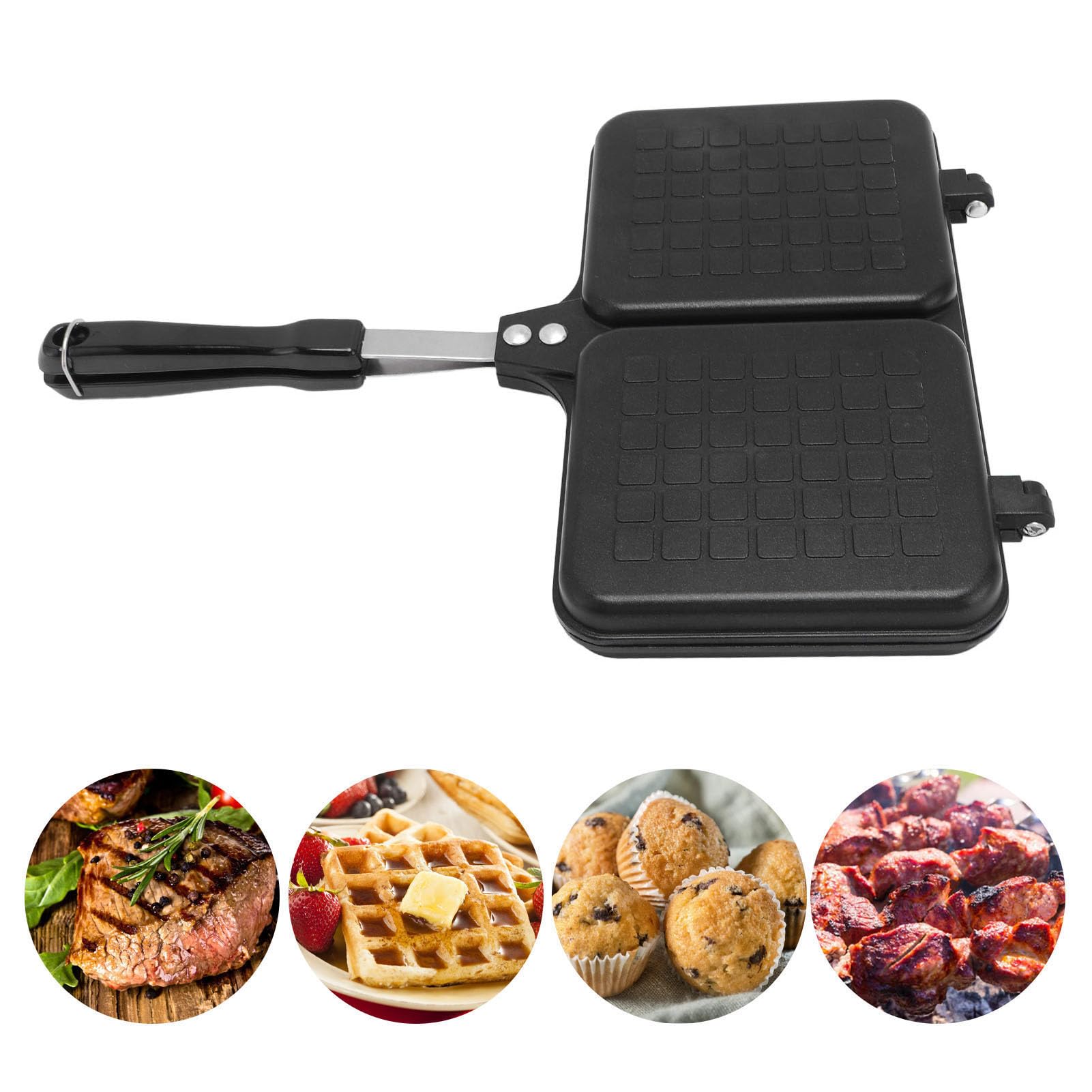 Grilled Panini Press, Double Sided Non Stick Sandwiches Maker Aluminum Alloy Flip Cheese Maker Frying Pan For Home Outdoor Camping 9