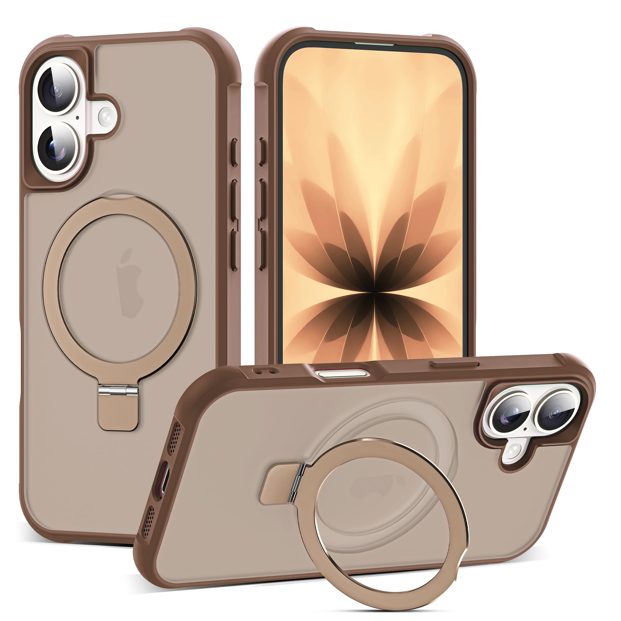SKYLMW Compatible with iPhone 17 Case with Stand,Desert Brown | iPhone 17 Phone Case 6.3",Magnetic Ring Stand,Compatible with MagSafe,Military-Grade Protection,Great Grip Feeling