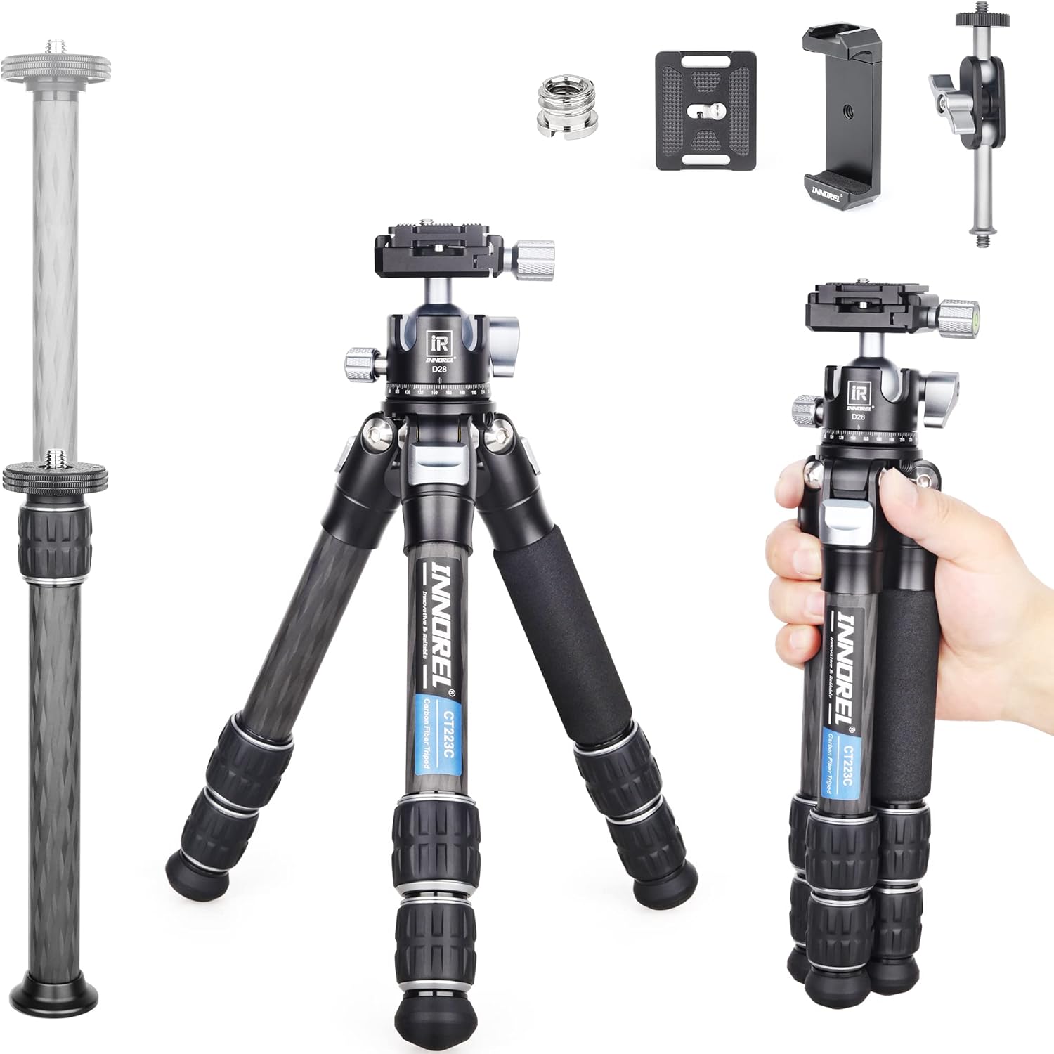 INNOREL 10Layer Carbon Fiber Mini Tripod CT223C Desktop Tripod with