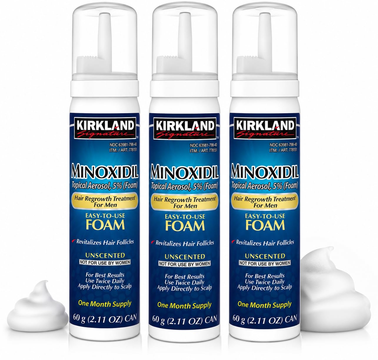 Kirkland Minoxidil Foam for Men 5% Extra Strength, Hair Regrowth Treatment, Topical Hair Loss Treatment