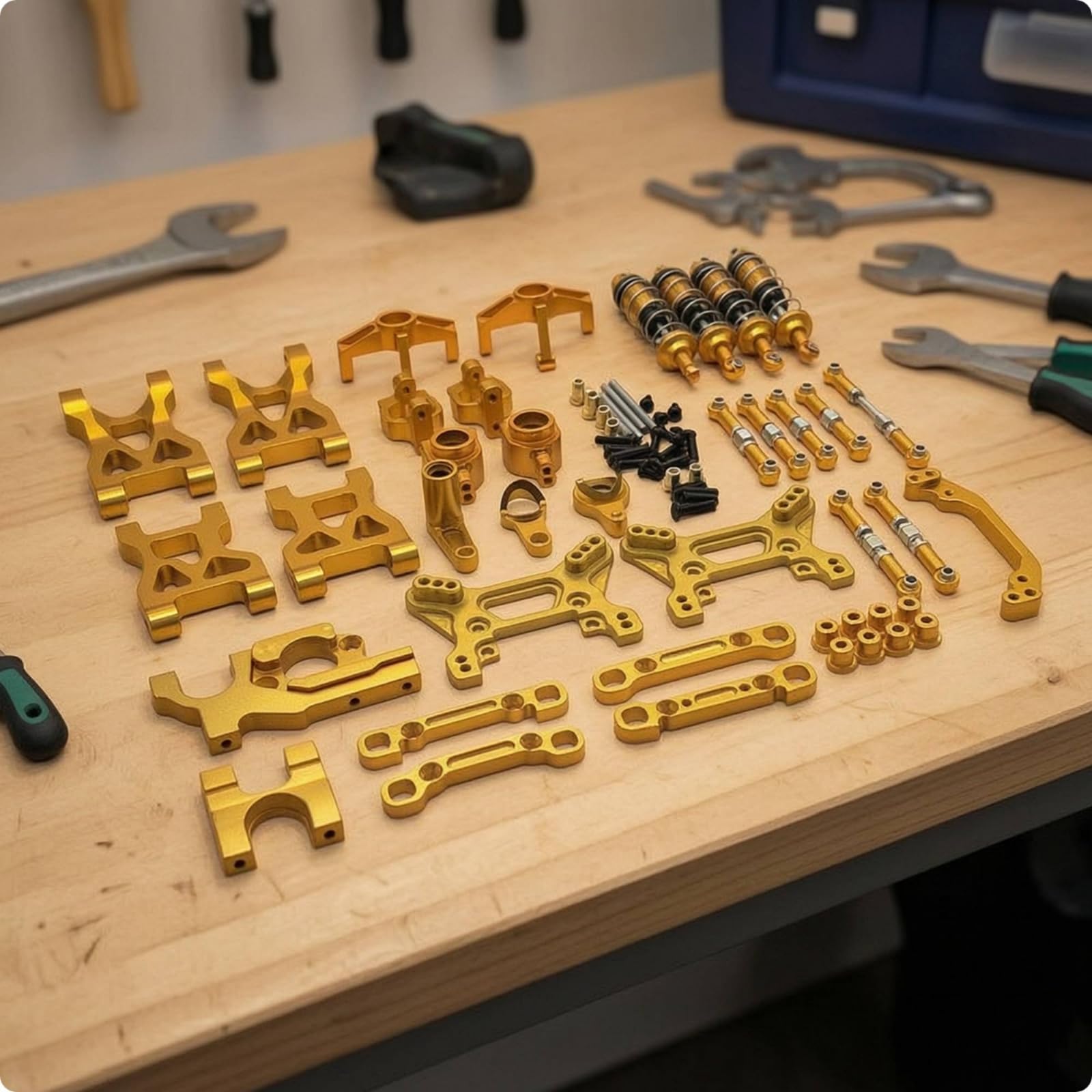 Metall-Upgrade-Set präzise Aufhängungsteile mit Schrauben hochfest Ersatzteile für Modellbauer, Hobbyisten, Tuning, Modellbau, Himmelblau
