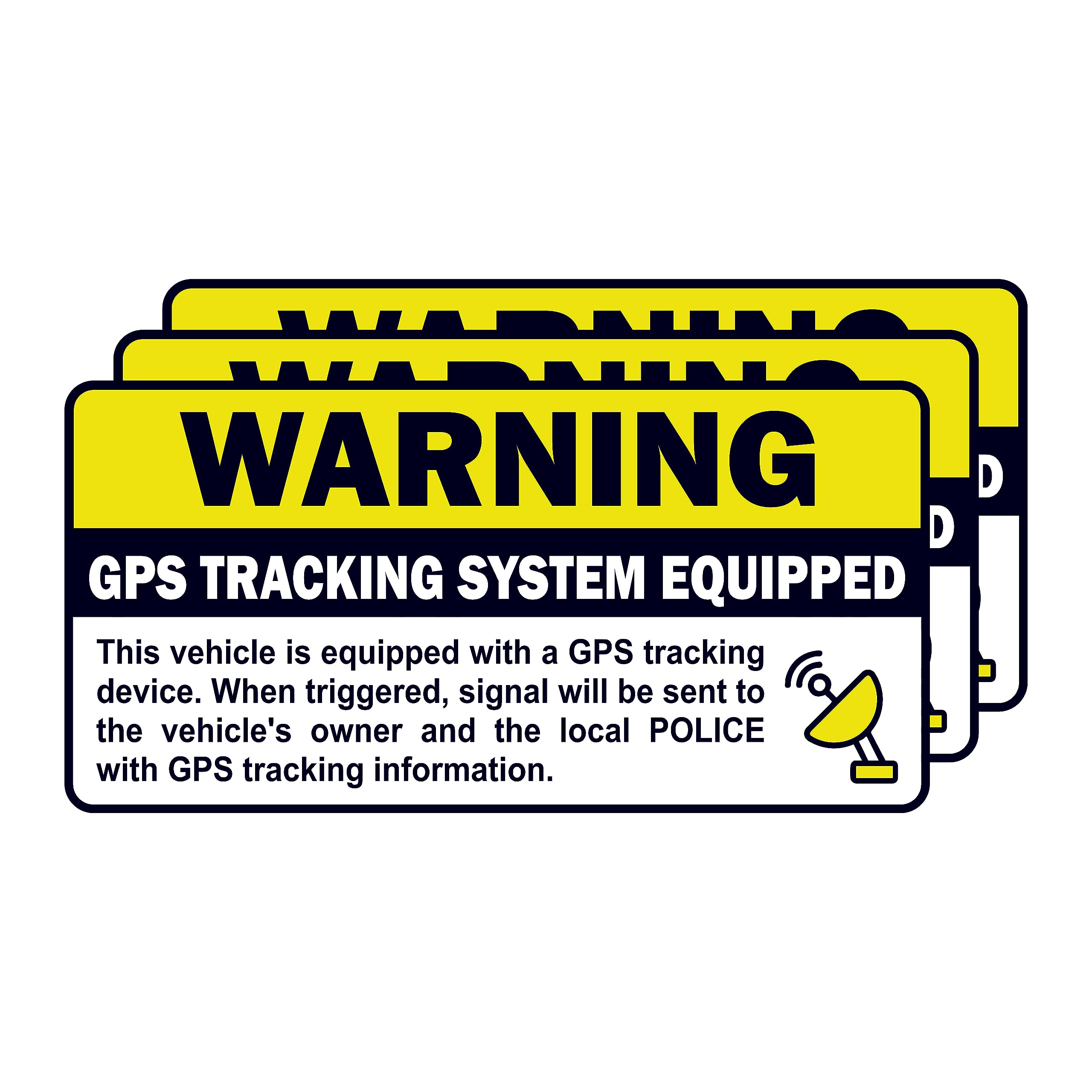 AK Traders Inc (Pack of 3) GPS Tracking Sticker Anti-Theft Car Vehicle Warning Sign - Stickers Vinyl Decal car | Van | Trucks | Motorcycle | Bumper | Window Any Smooth Surface Size: 3" x 1.5"