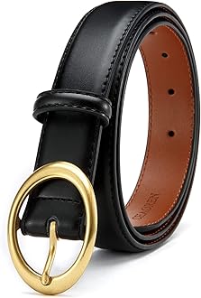 Womens Belt - CR Leather Belt Women Casual for Jeans Pants Dress - Belts with Gold Buckle for Women Fashion