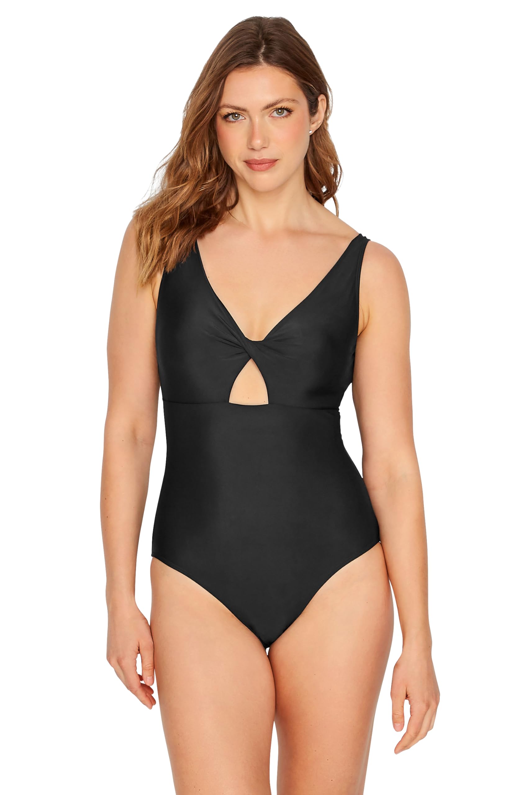 Lts Women's Black Tall Twist Cut Out Swimsuit Size 14