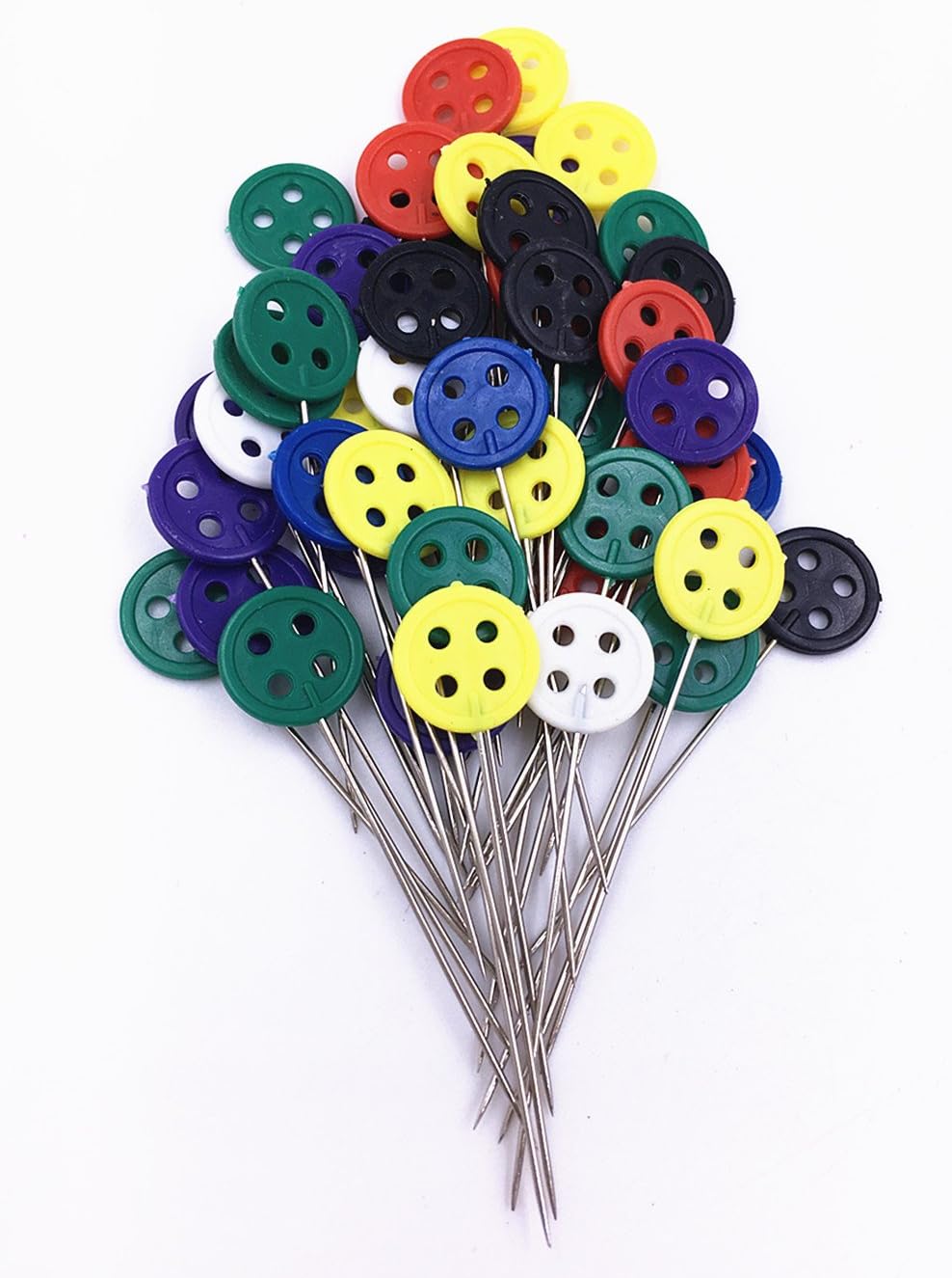 TECH-P® 1 3/4'' Straight Button Head Pins Decorative Safety Pins for Sewing DIY Arts&Crafts Projects-Boxed (2X100 Count Dark Color)