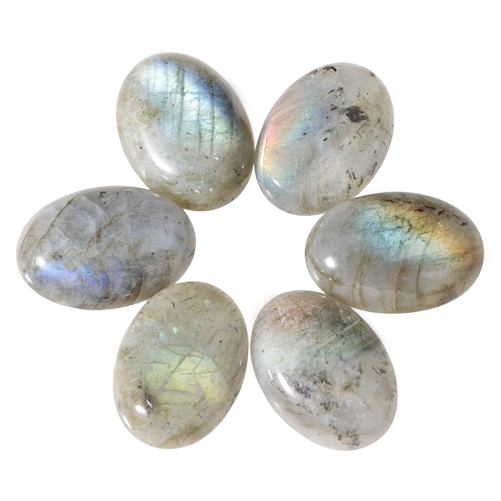Pierre labradorite fine cabochons ovales dos plat de qualité supérieure