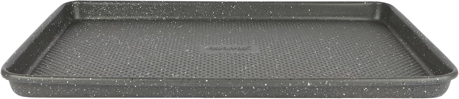 David Burke 17x11 Cookie Sheet – Carbon Steel, PFTE & PFOA Free, Oven Safe, Non-Toxic, Perfect for Baking and Roasting – Gray Speckle - Image 2