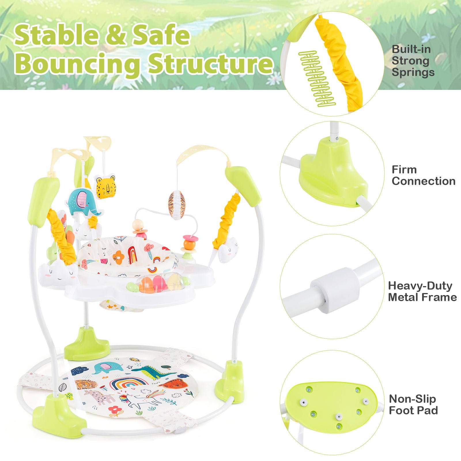 LIFEZEAL Centro de Actividades 2 en 1 para bebé, Jumperoo Baby con Asiento Giratorio 360°, Andador con Juguetes, Centro de Juegos con Luces y melodías, para niño pequeño (Amarillo)