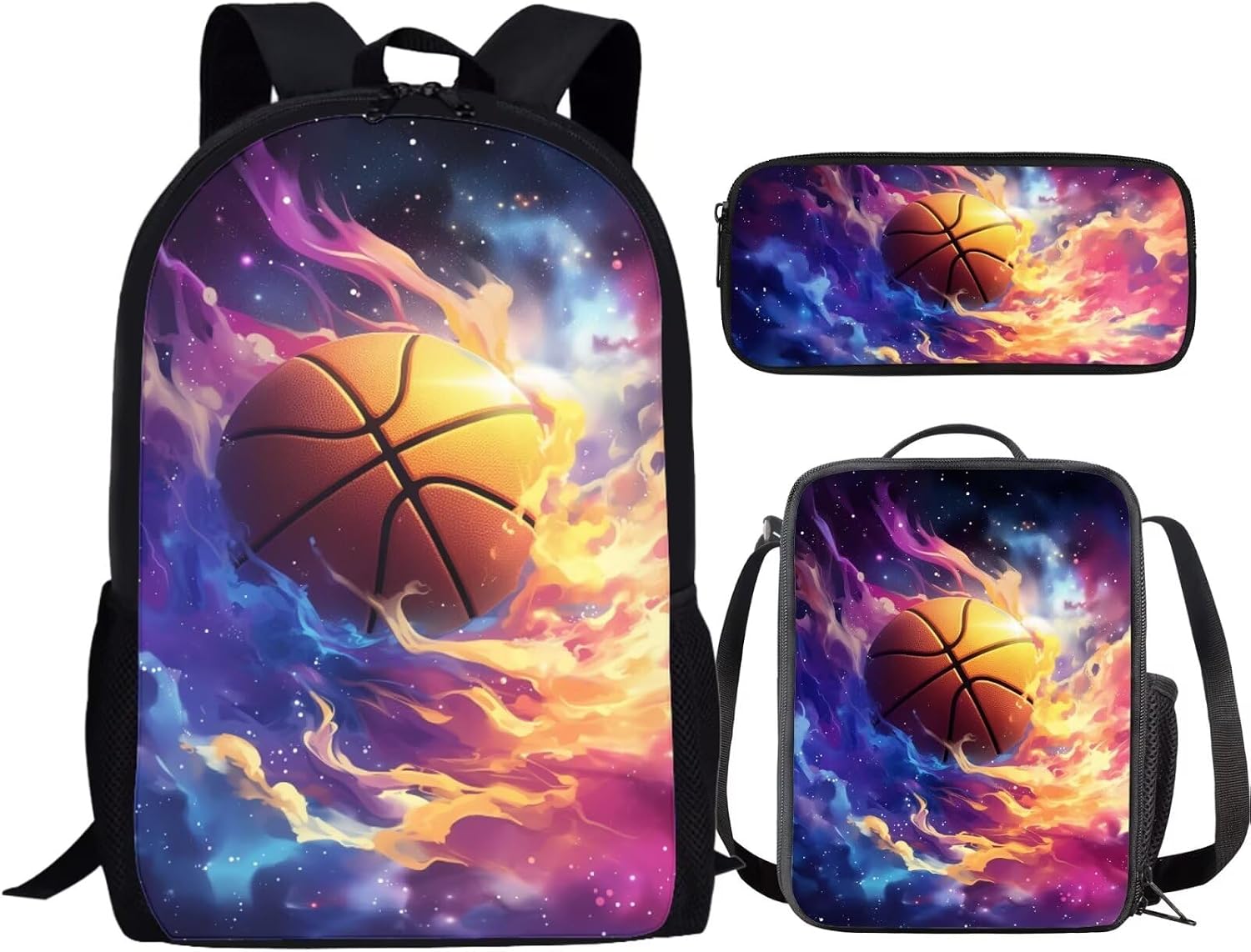 Axolotl School Backpack Set for Boys and Girls Ages 8-12, 17 Inch Bookbag with Lunch Bag & Pencil Case, Lightweight Elementary School Bag