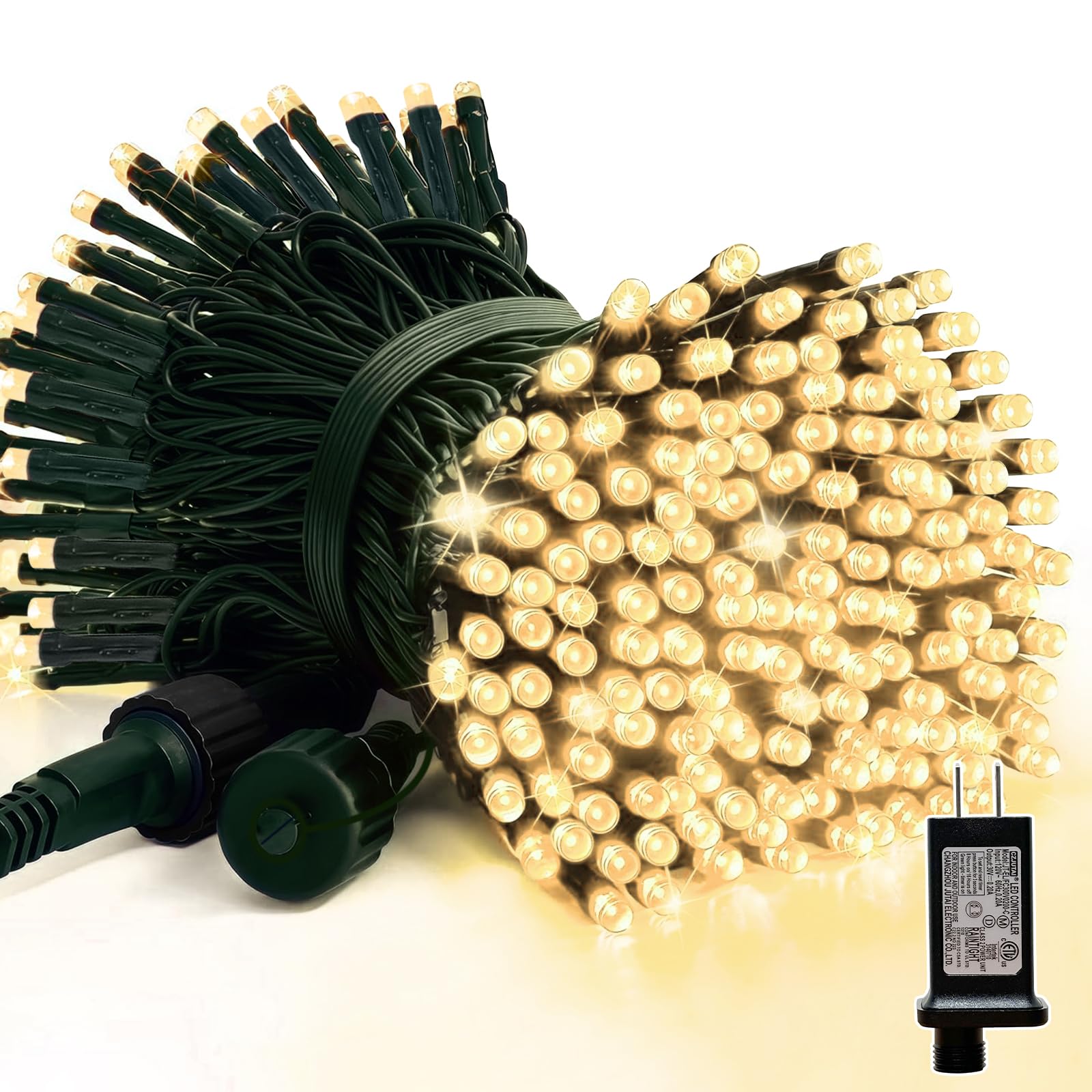 LAMPHOME 33ft Christmas Decorative Mini Lights, 100 LED Green Wire Fairy Starry String Lights Plug in, 11 Lighting Modes, for Indoor Outdoor Xmas Tree Wedding Party Decoration (Warm White)