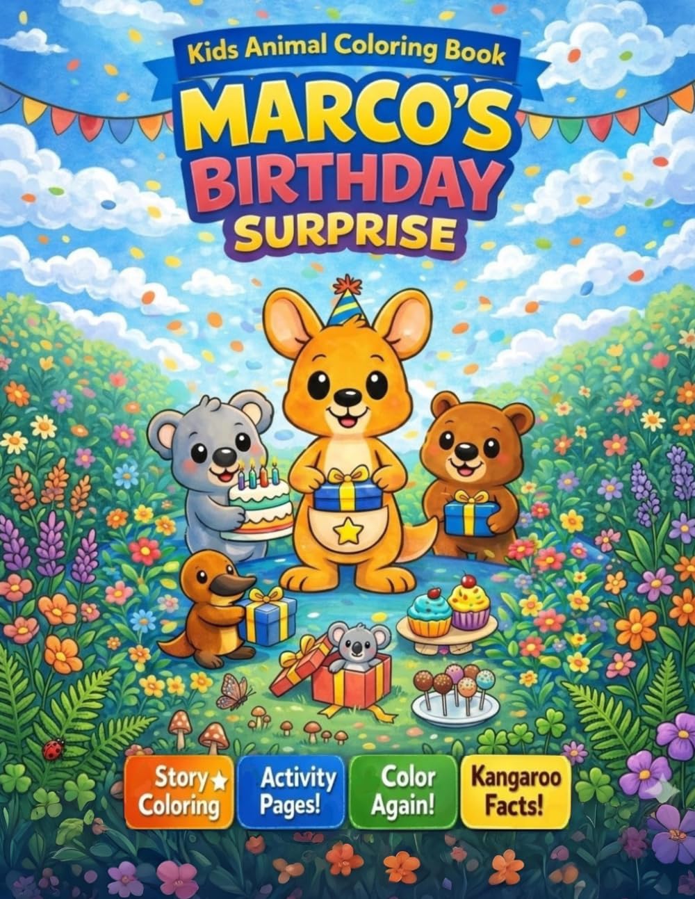 Marco's Surprise Birthday Coloring Book: A Fun Animal Birthday Coloring Adventure for Kids (Marco the Kangaroo Adventures)
