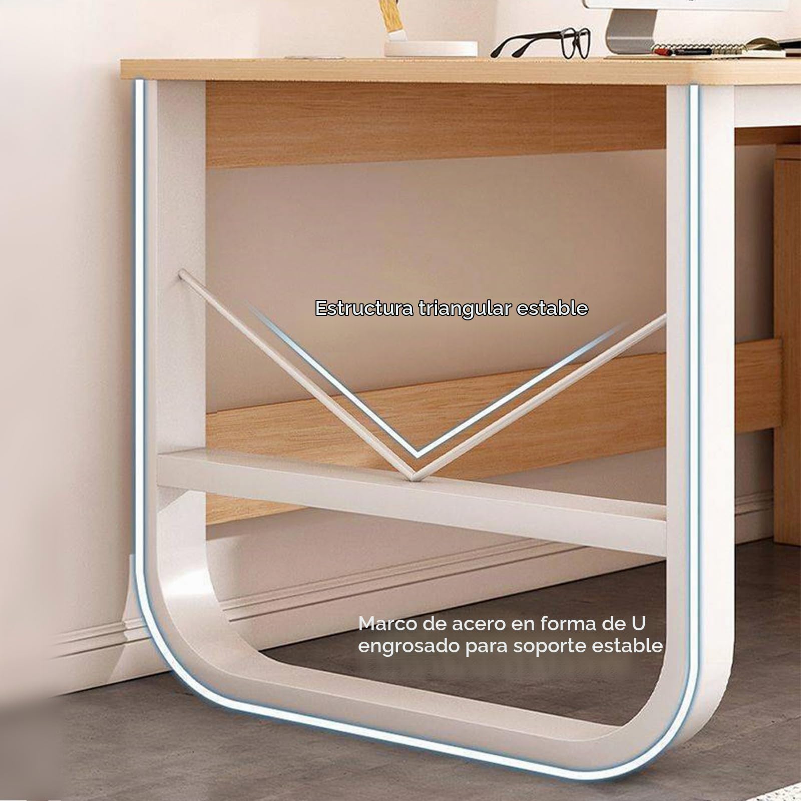 Escritorio Doble Grande de 200/240 cm, Escritorio para Juegos de computadora con cajones, Mesa de Estudio para Estaciones de Trabajo en casa y Oficina C,200 * 50 * 73CM