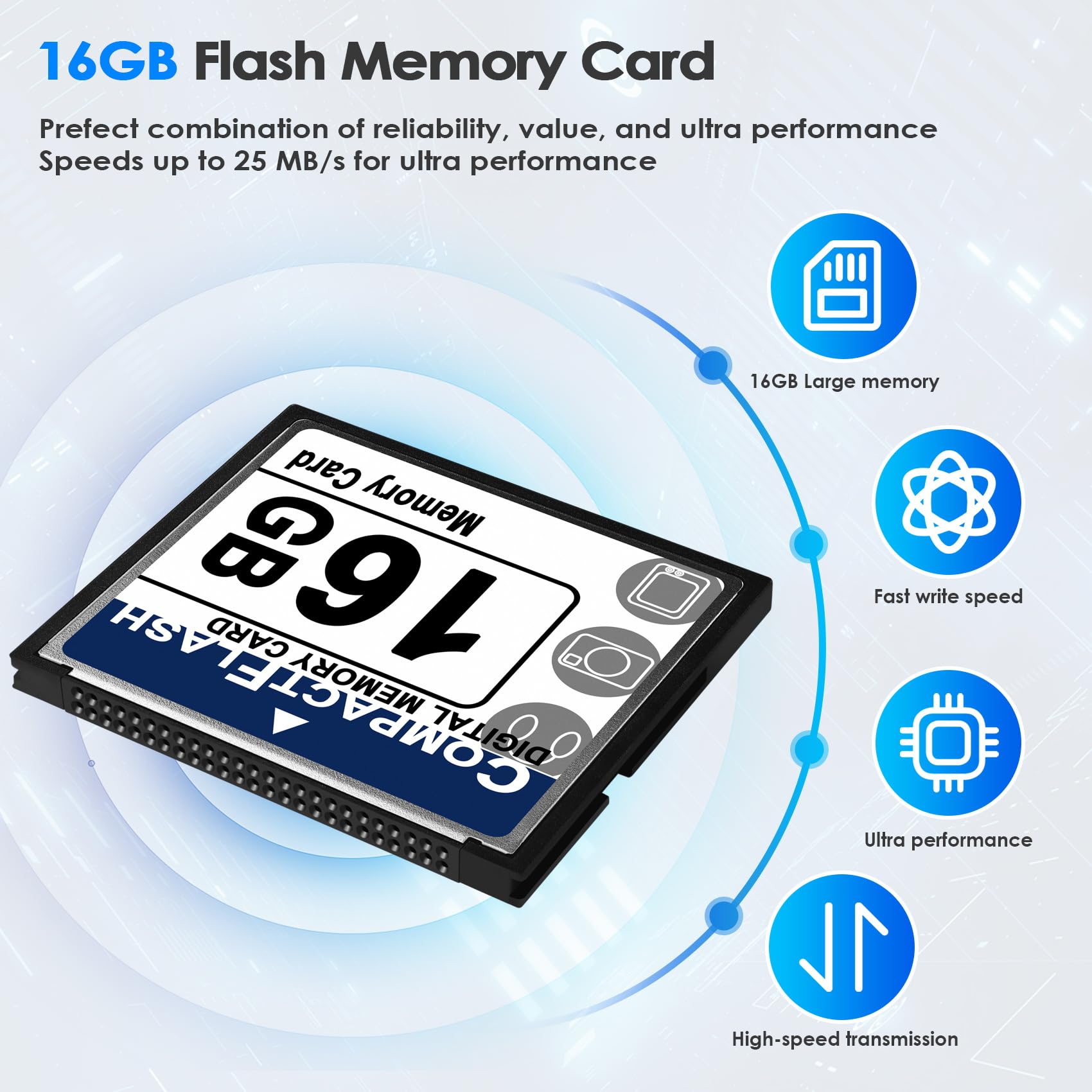 XIAOJUN Professional 16GB Compact Flash Memory Card(White&) — view 8