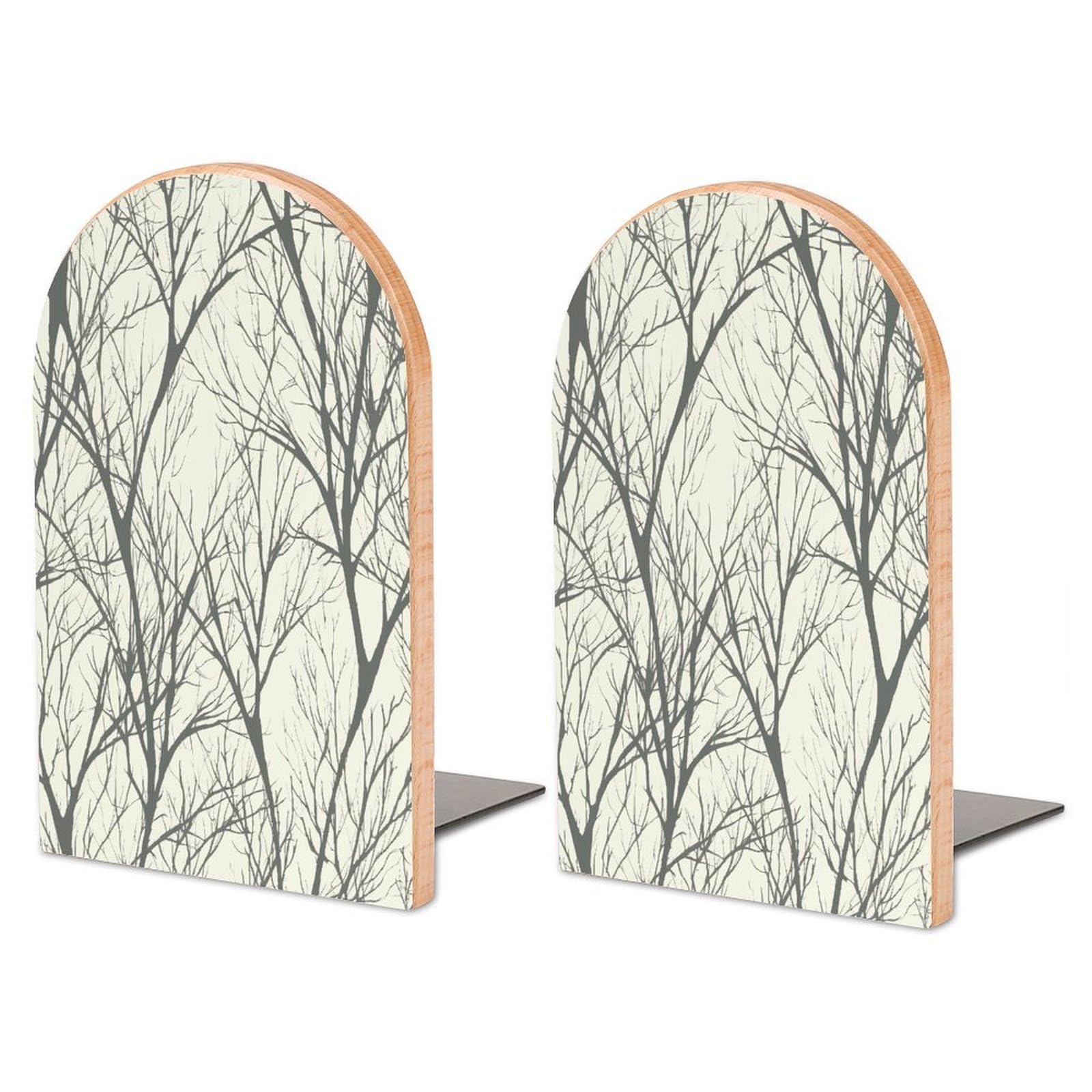 Tree Branch Bookend for Shelves Decorative 1 Pair Modern Wood Book End Universal Economy Bookend with Metal Base Heavy Duty Non-Slip Book Organizer for Home Office