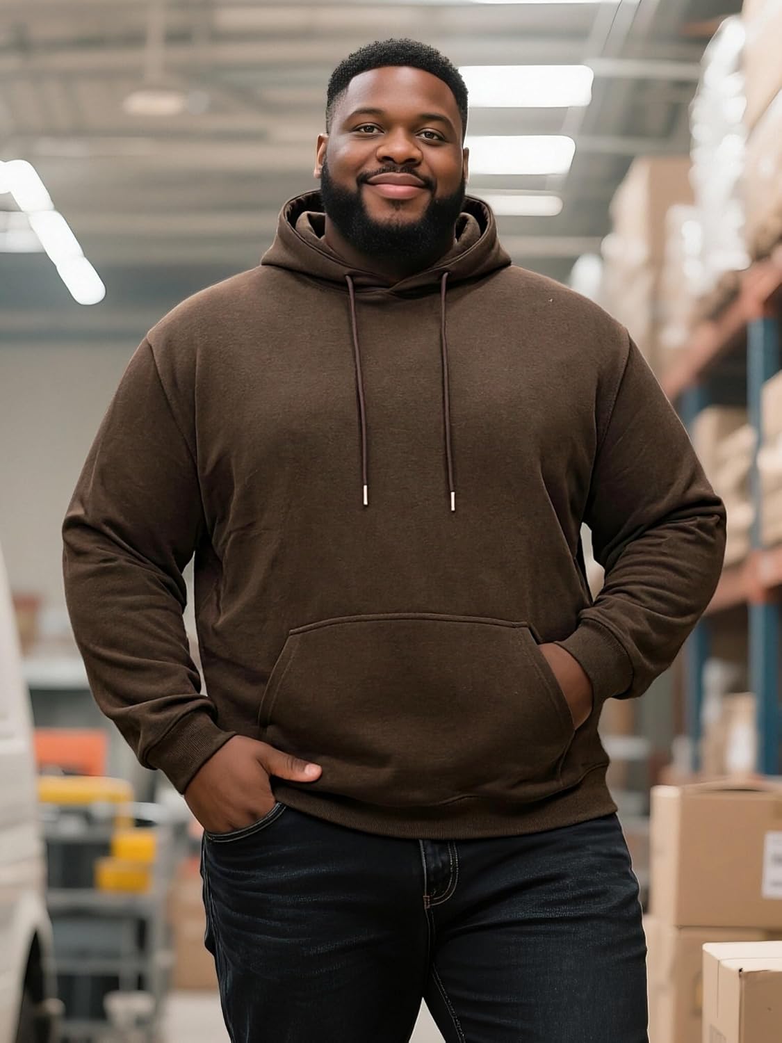 Men's Big & Tall Sweatshirts Hoodies Pullover Cotton Casual Hoodie Drawstring Long Sleeve Hooded Jacket with Pocket