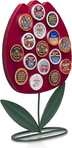 Made Easy Kit Soporte para cápsulas de café para encimera frontal compatible con K-Cups, decoración de barra de café para el café del hogar (tulipán