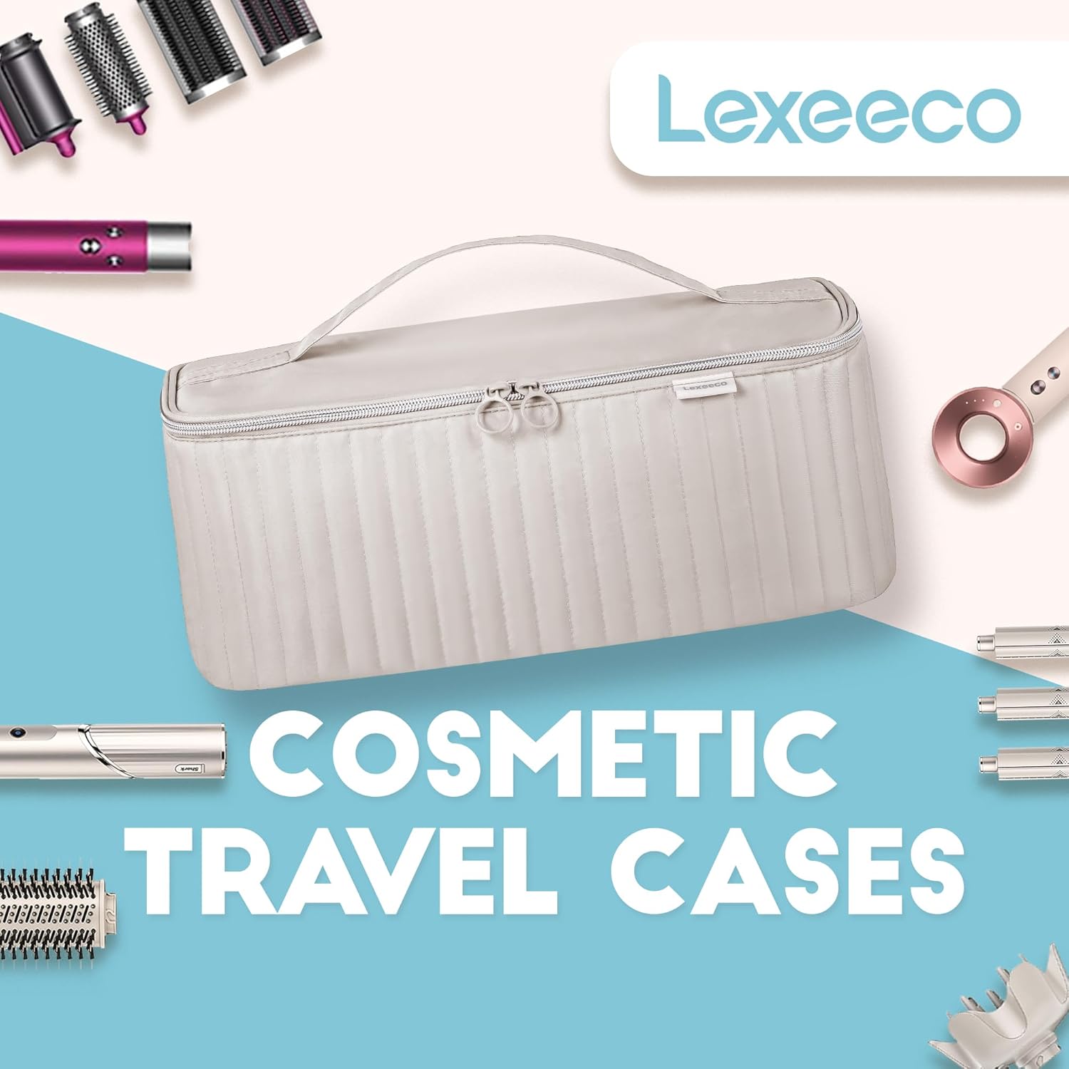 Travel Carrying Case for Hair Dryer Shark Flexstyle Dyson Airwrap Brush Hair Accessories Tools Storage Bag for Revlon Hairdryer Styler Organizer (Camel) - Image 7