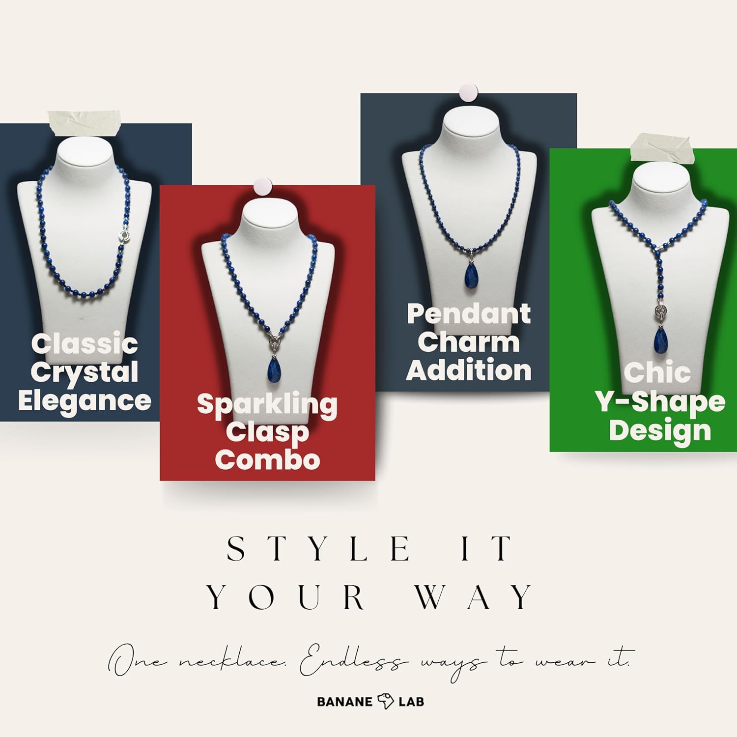 Natural Crystal Stone Beaded Necklace Choker for Women Men, Handmade 6MM Crystal Beads Necklace with Detachable Pendant & Palladium-Plated Clasp, Gifts for Her Him, Available in 4 lengths