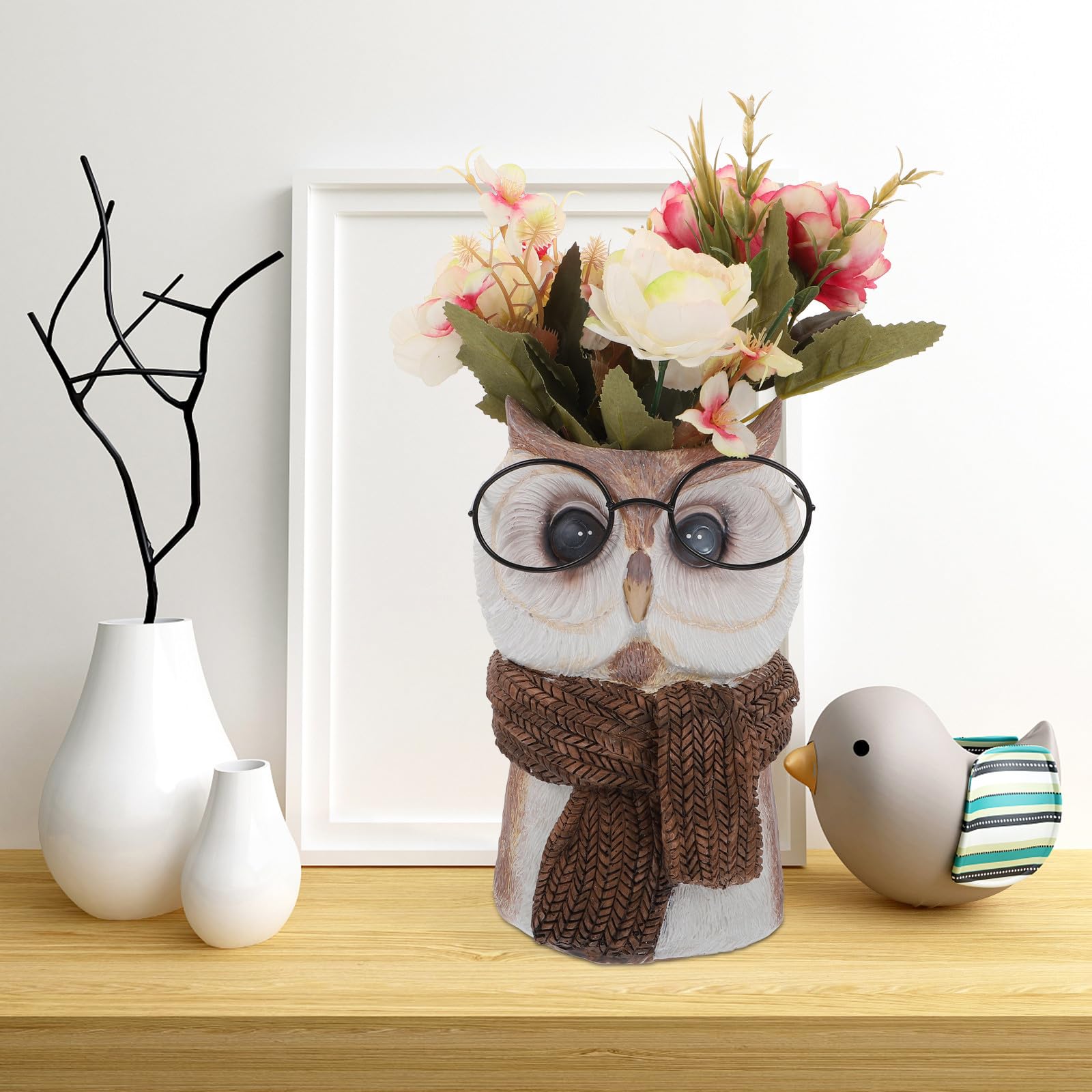 Jarrón de Resina Decorativo con Forma de Animal para Flores, Adorno Original de Escritorio Acabado Fino y Diseño Elegante para Hogar y Oficina