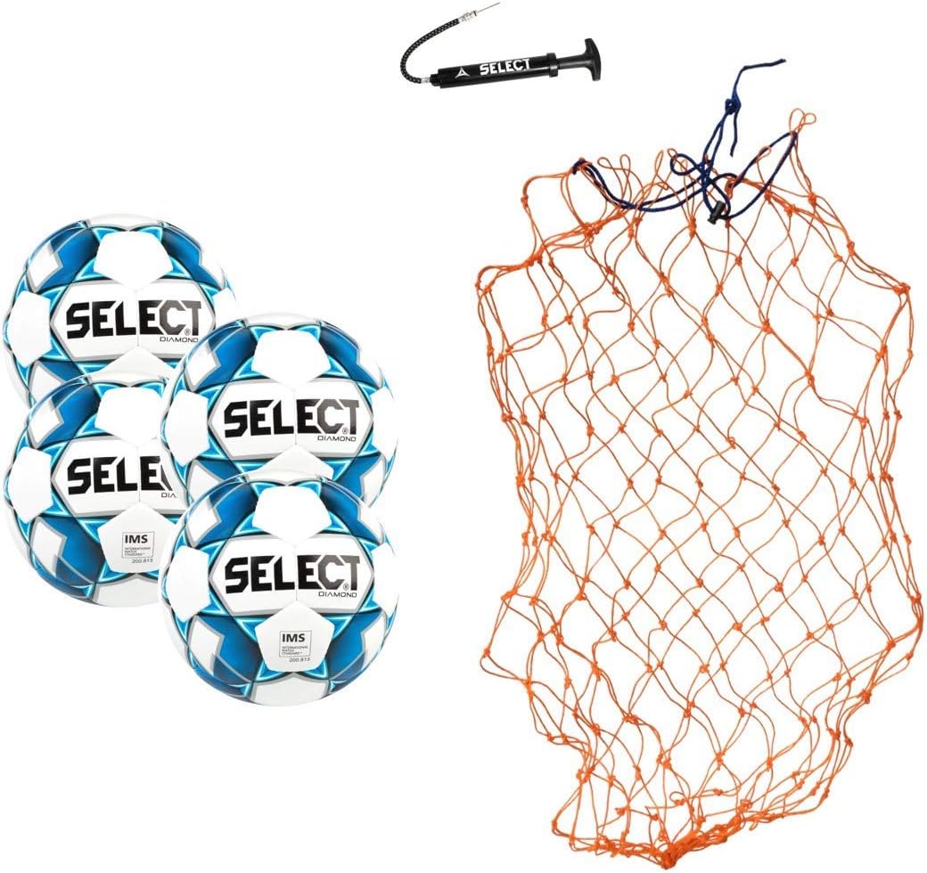 SELECT Diamond Soccer Ball, 4Ball Team Pack, White/Blue, Size 5