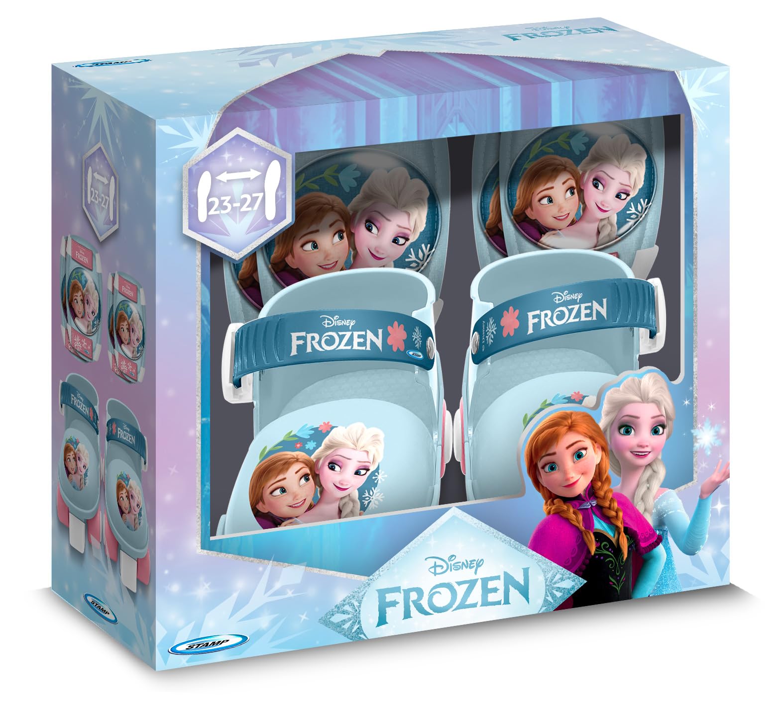 Combo Patins 4 Roues + GENOUILLERES COUDIERES LA Reine des NEIGES 2, 23-27, Blue & White - 4