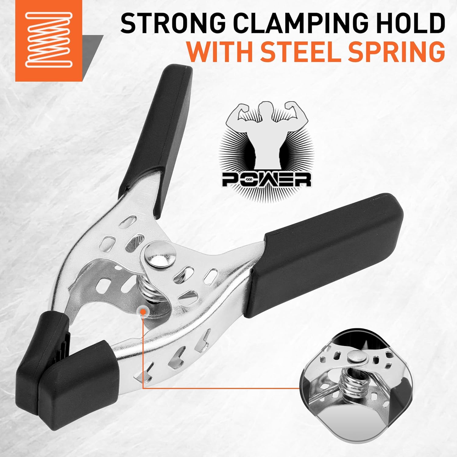 HORUSDY 6-Piece 6 inch Spring Clamp, Heavy Duty Spring Metal Spring Clamps, 2.5 - inch Jaw opening (6-Piece)