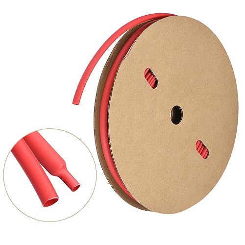 Miniatura 1 de MECCANIXITY Tubo termorretráctil, relación 31, 38 pulgadas de diámetro, 50 pies, tubo termorretráctil de doble pared, impermeable, sellado, rojo