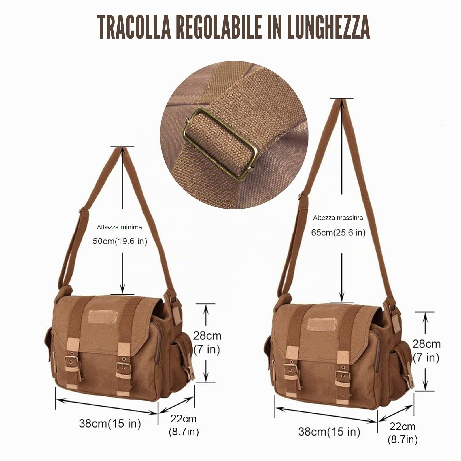 Cwatcun Borsa per fotocamera Borse per fotocamera in tela, borsa per fotocamera per SLR, SLR/DSLR, fotocamera compatta, fotocamera di sistema e accessori con inserto staccabile Custodia, Caffè, L