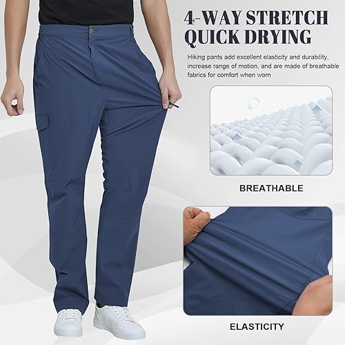 Miniatura 6 de Pantalones cargo de senderismo para hombre, impermeables, tácticos, ligeros, elásticos, para acampar