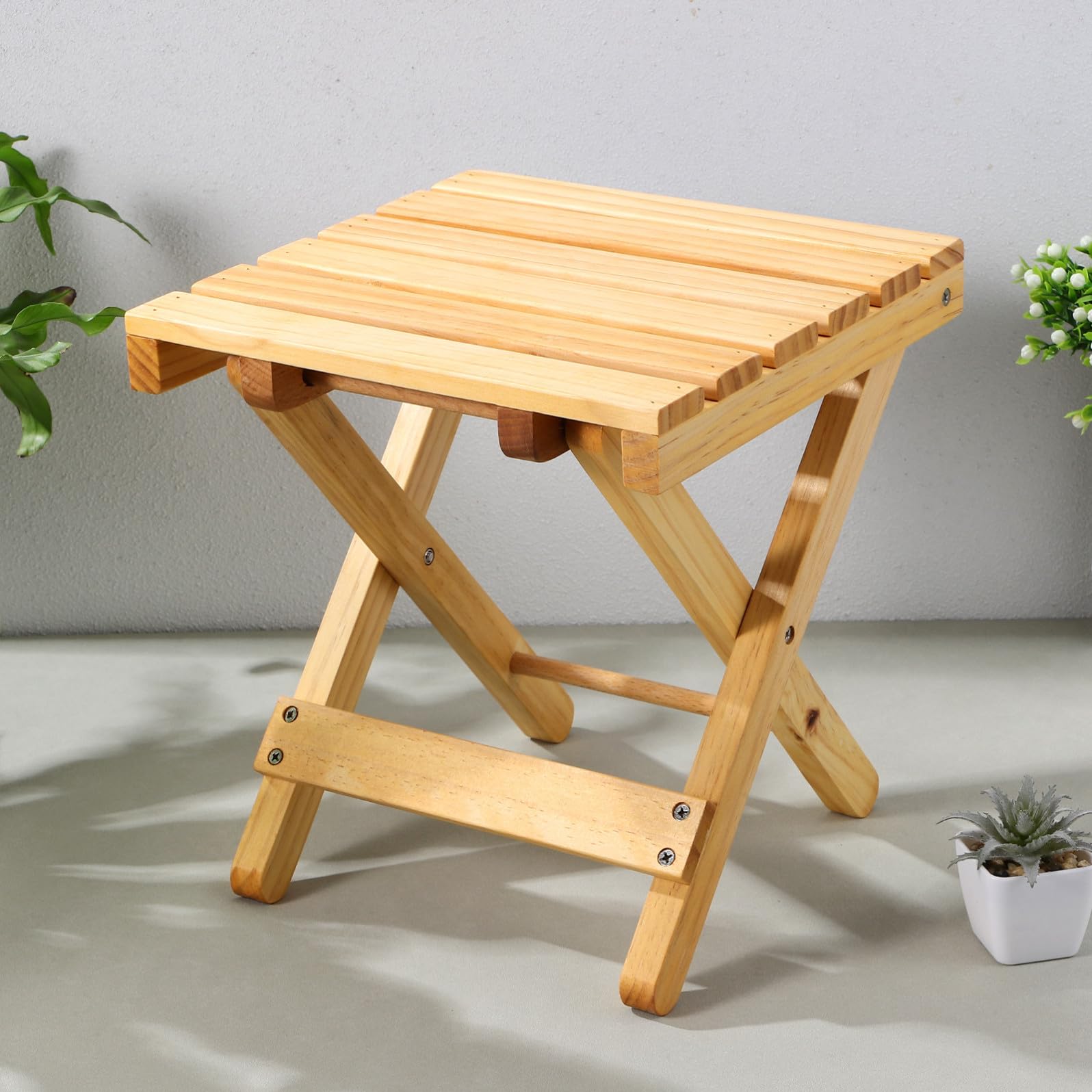 TOYANDONA Tavolo Pieghevole da Esterno in Legno Gambe Stabili, Leggero e Pratico, Tavolino a Forma Regolare per Picnic e Riunioni All'aperto