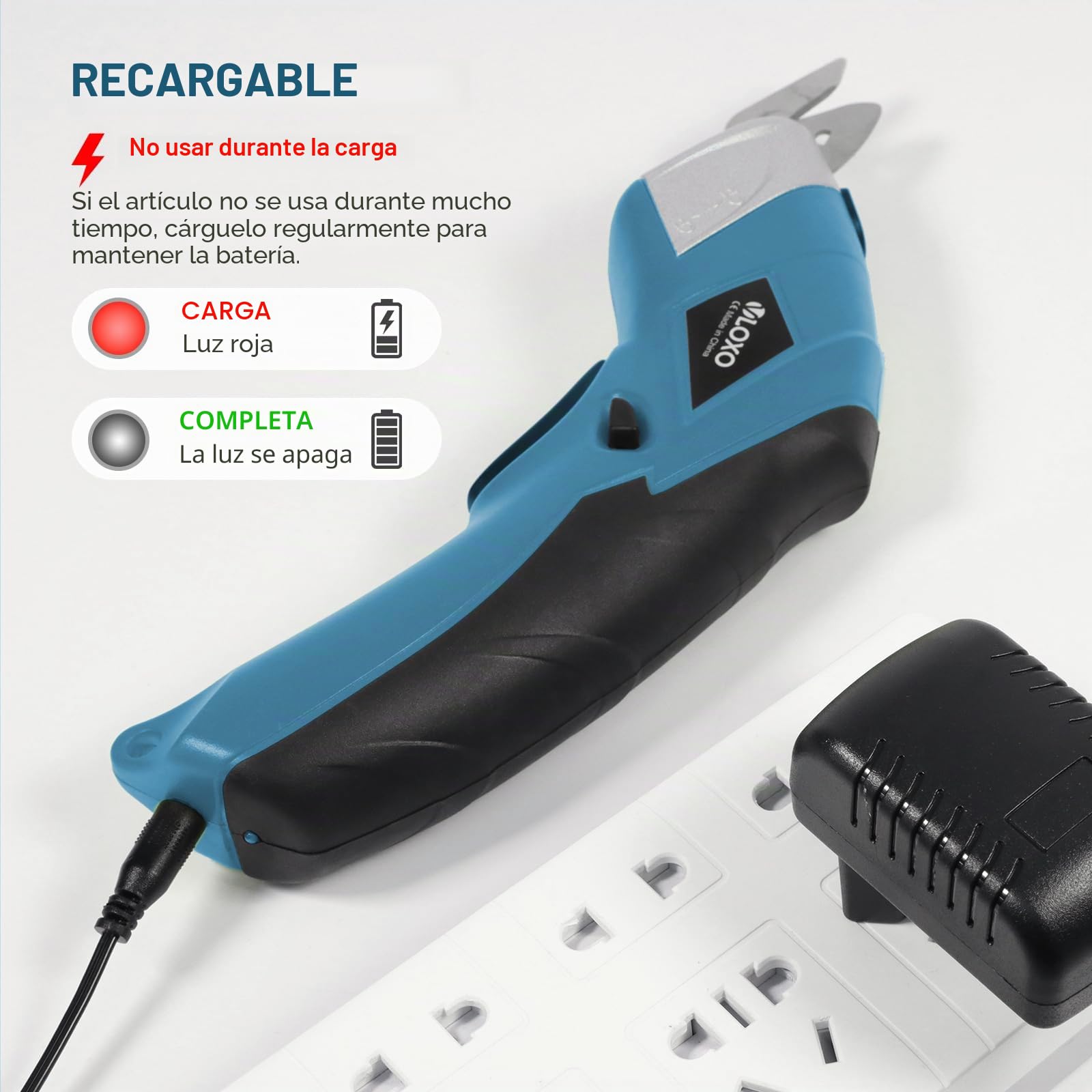 VLOXO Tijera Electrica Tijeras Electricas Costura con 2 Cuchillas para Cortar Cartón Cuero Alfombra Plástico Planta en Maceta- Azul