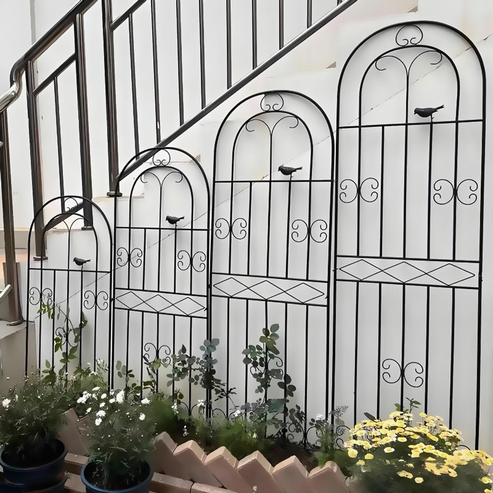 Ogrodowa Kratka Dla Pnączy – Żelazna Podpora Do Róż I Roślin, Element Dekoracyjny, Pergola Do Uprawy Powojników I Roślin Pnących; Możliwość Regulacji Wysokości I Łączenia Elementów. | White,50*180cm