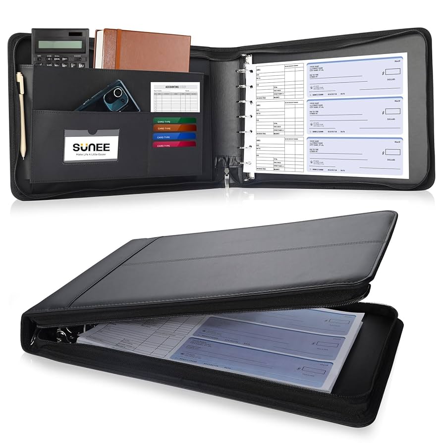 Amazon.com : SUNEE Zippered Business Checkbook Binder 7 Ring