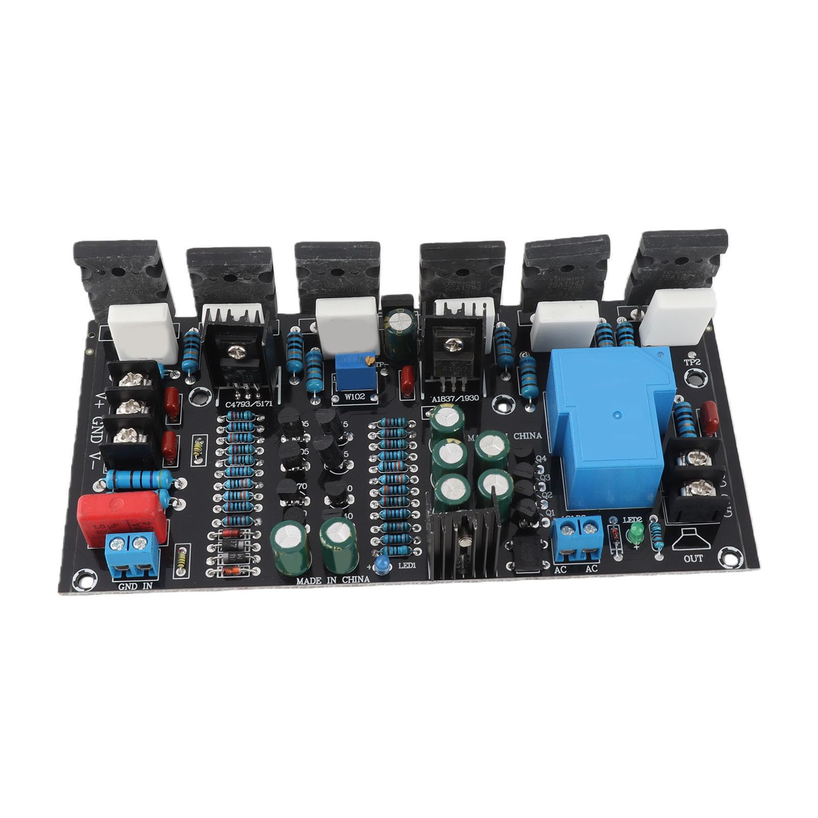 Fabater Placa Amplificadora de Potencia, Canal único de 300 W con Circuito de Protección de Altavoz Módulo Amplificador de Potencia de Audio con Amplio Rango de Voltaje DC 20 12 V para Sistemas de
