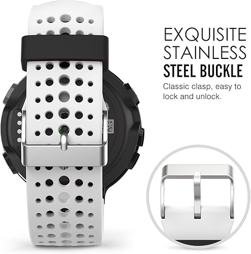 Miniatura 4 de MoKo, banda ajustable de silicona suave, repuesto de correa para Garmin Forerunner 235 Blanco y negro