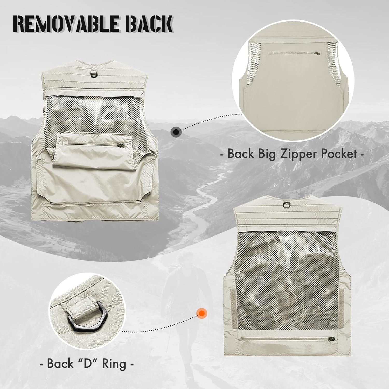 MANLUODANNI Men's Utility Cargo Vest Outdoor Fishing Safari Travel Work Photo Vest with Pockets