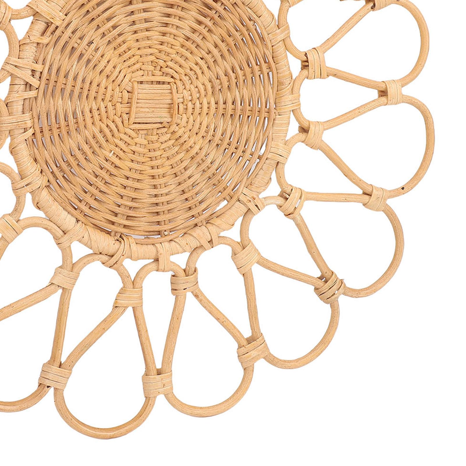 Tissting Decoración de Pared de ratán con Forma de Girasol - Colgante Tejido a Mano de 38 cm para Sala de Estar, Pasillo o Dormitorio, Arte Natural Bohemio