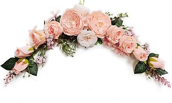 Artificial Peony Flower Swag, Arch Flowers, 20 Length in Bent, Decorative Swag, for Arch Front Door Party Wall Home Decor(Peach)