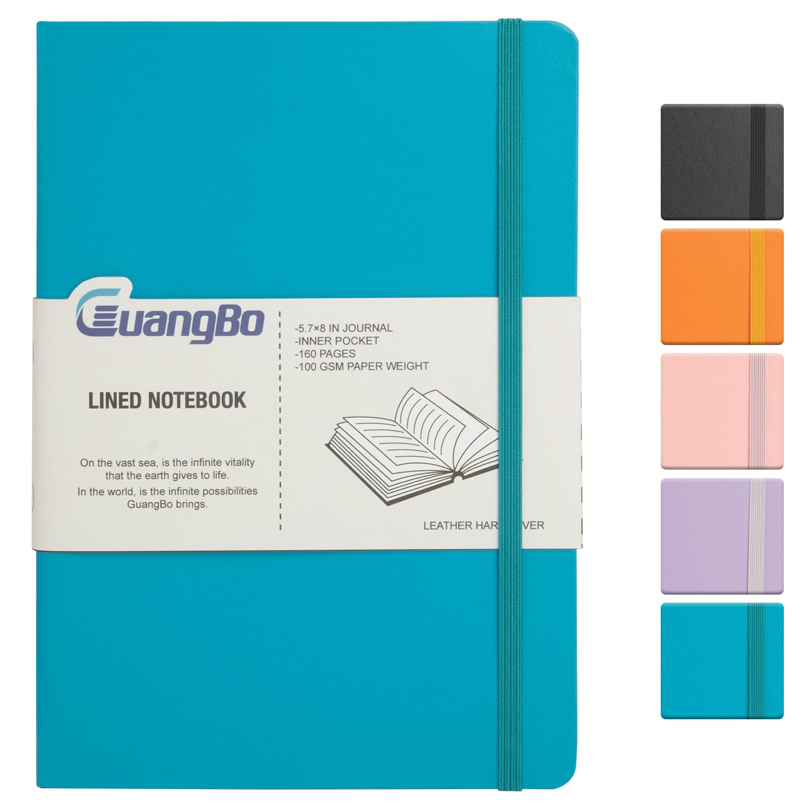 Photo 1 of GUANGBO Lined Journal Notebook for Work with 160 Pages, 5.6" x 8" Hardcover Notebooks Journals Medium Size for Writing Women Men