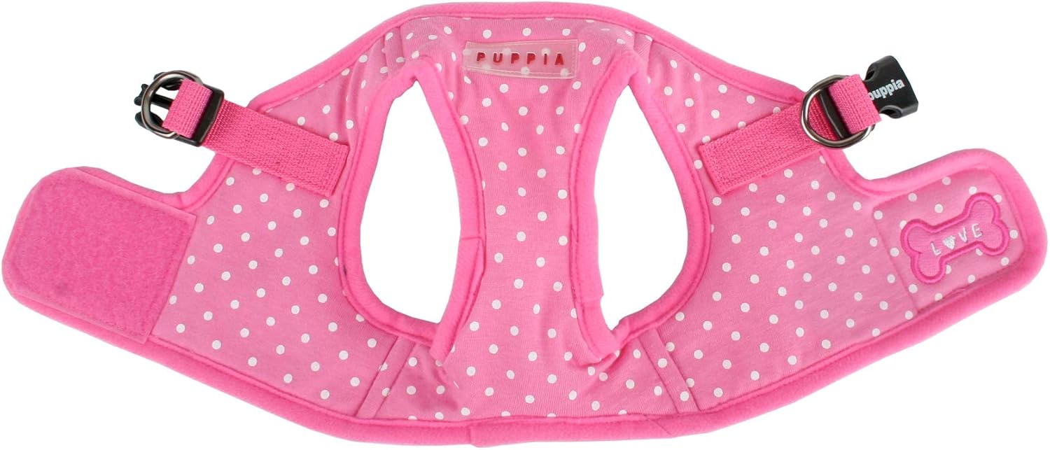 Puppia Dotty Step-in Vest Dog Harness No Pull No Choke Easy Wear Training Walking for Small Dog, Small, Pink