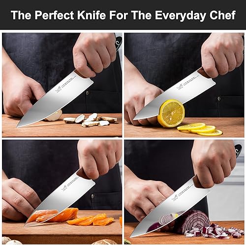 Miniatura 9 de Cuchillo de chef de 8 pulgadas, cuchillo de cocina alemán EN1.4116 de acero de alto carbono, apto para lavavajillas y antioxidante con mango de