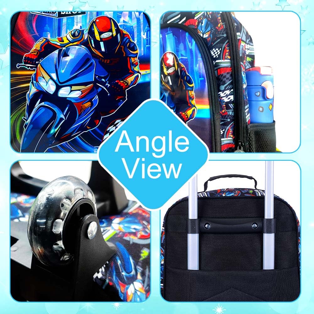 Kindergepäck für Mädchen und Jungen, wasserabweisender Rollkoffer, Reisegepäck für Grundschule und Kleinkinder, Cool UV Priting Motorradgepäck, Blau, Einheitsgröße, Mädchen-Gepäck