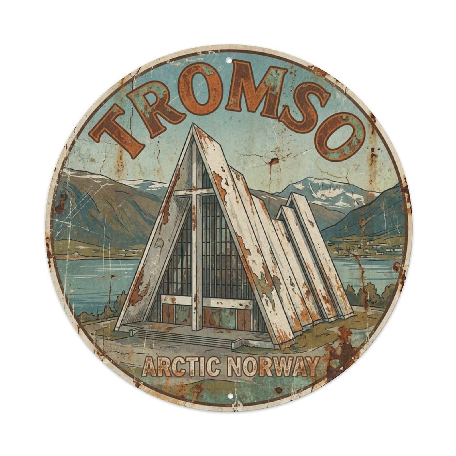 Metal Tin Sign Retro Travel Norway Tromso