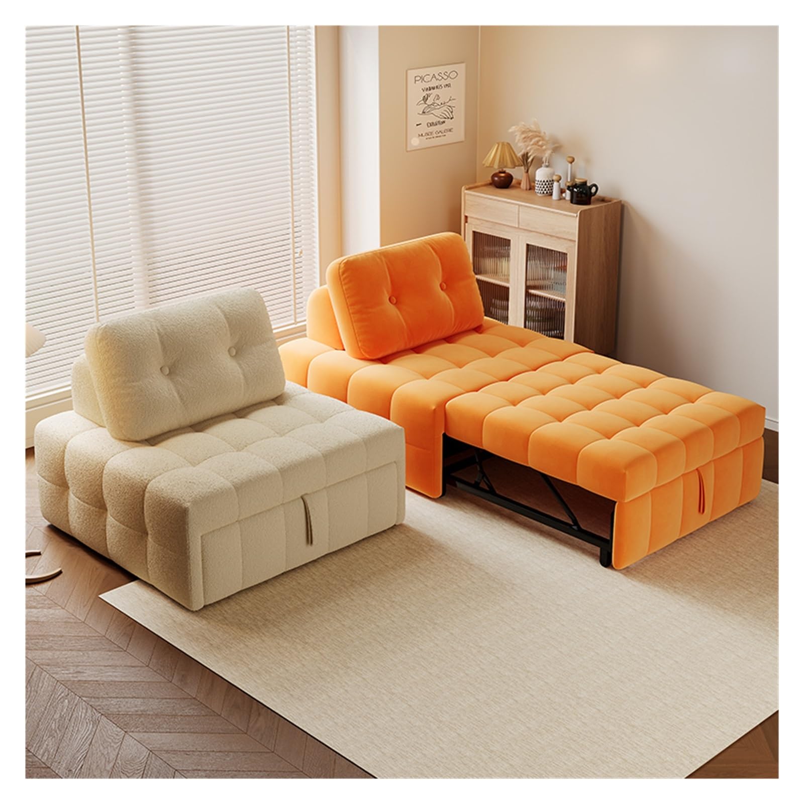 Divano letto pieghevole Divano letto pieghevole convertibile - Poltrona con cuscino, poltrona for soggiorno/dormitorio/uso ospite/ufficio domestico/appartamento, misura unica(Green,80cm)