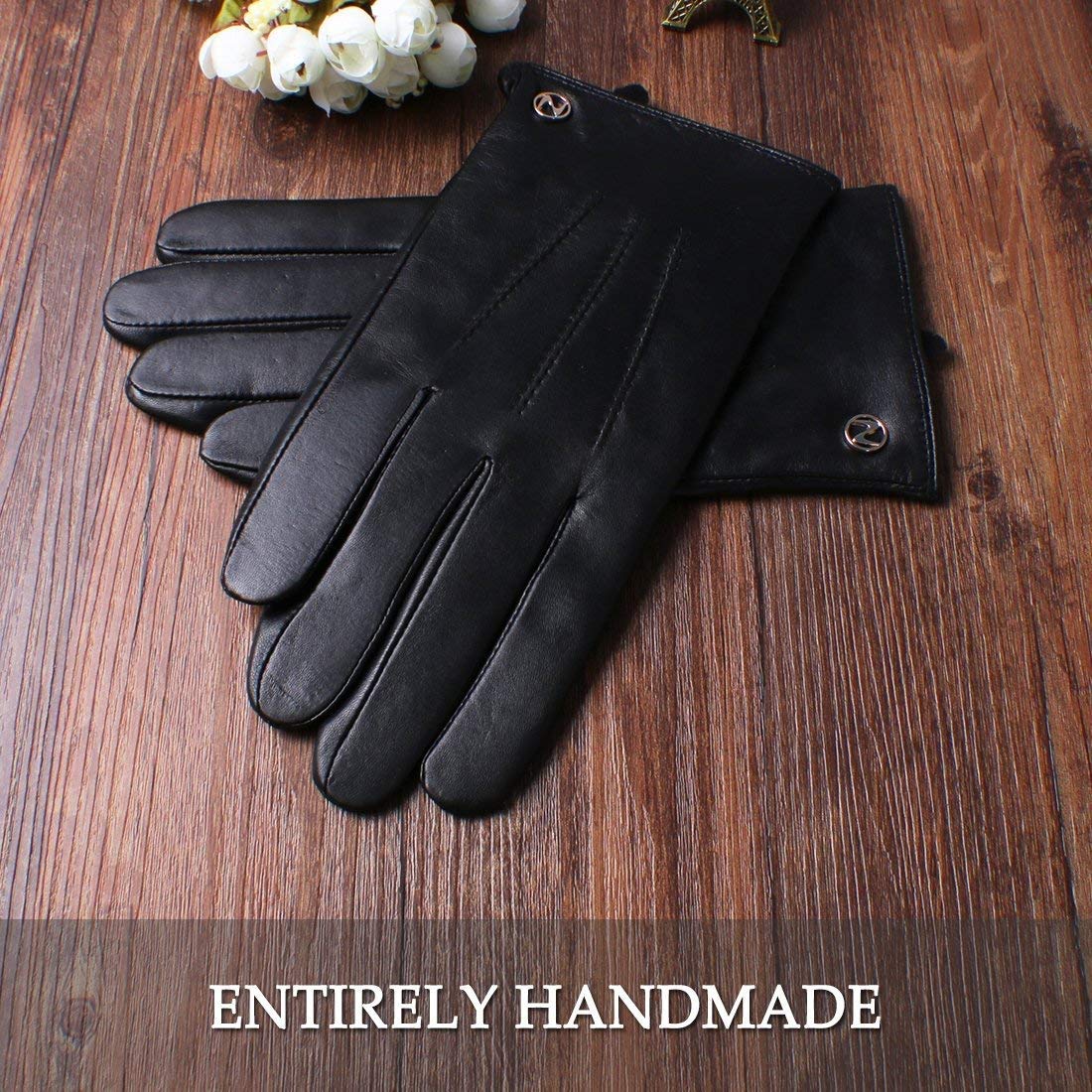 Unisex-Adult Mittens Męskie Klasyczne Skórzane Rękawiczki Pure Touch Długi Ekran Nowoczesne Casualowe Zimowe Ciepłe Rękawiczki/Black(2)/Xl-Palm22.8
