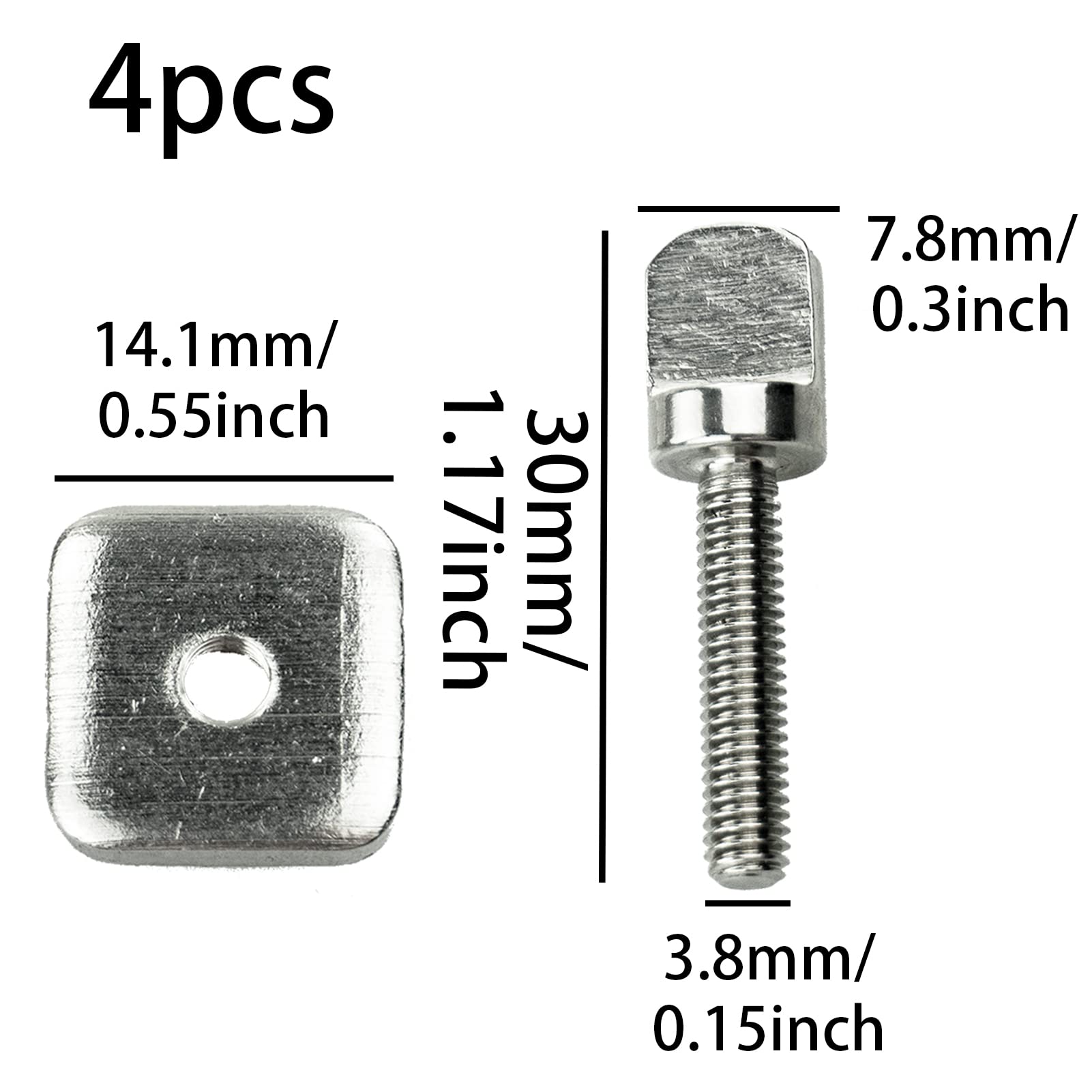 SZCXDKJ Kit de pernos de aleta de acero inoxidable para tablas de surf, accesorios de repuesto para tabla larga, SUP inflable, tablas de remo, plata
